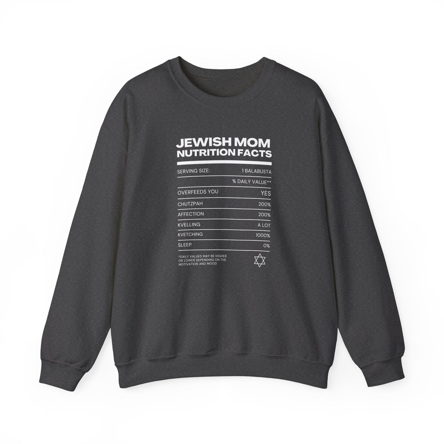 Jewish Mom Nutrition Facts Sweatshirt