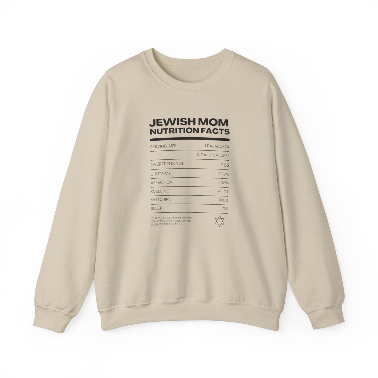 Jewish Mom Nutrition Facts Sweatshirt