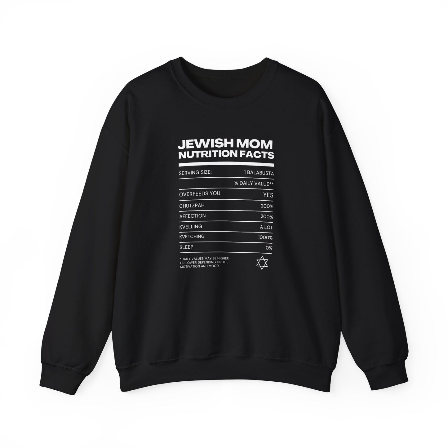 Jewish Mom Nutrition Facts Sweatshirt