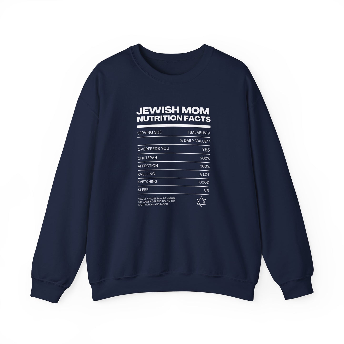 Jewish Mom Nutrition Facts Sweatshirt
