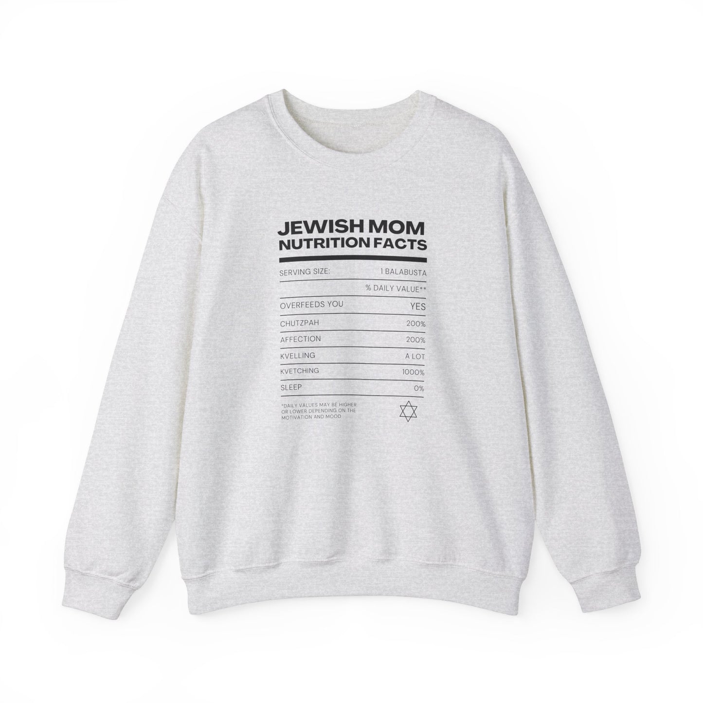 Jewish Mom Nutrition Facts Sweatshirt