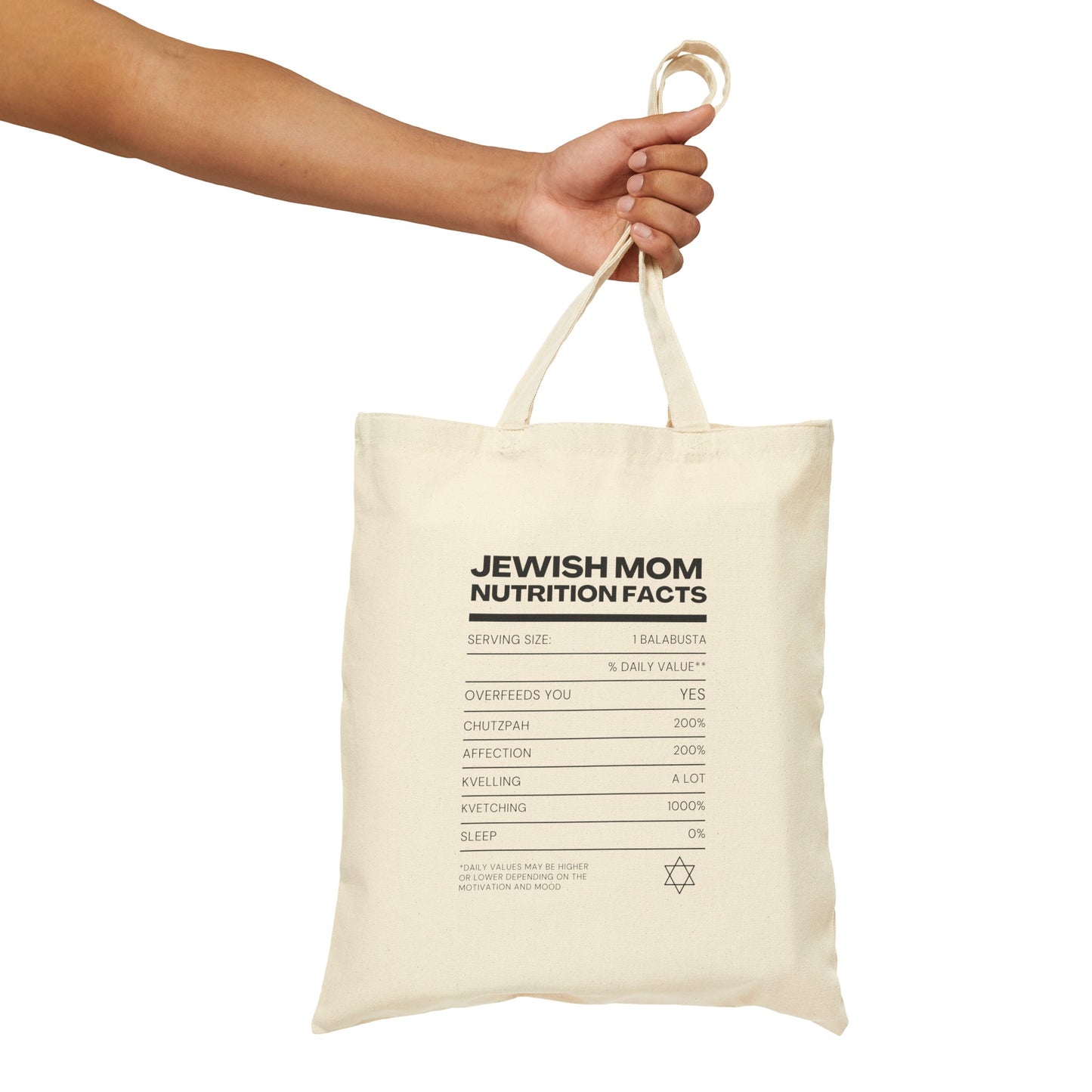 Jewish Mom Nutrition Facts Tote Bag