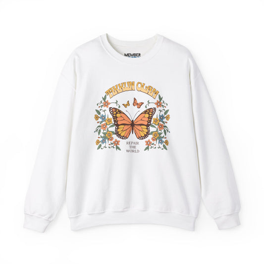 Retro Butterfly Tikkun Olam Butterfly Sweatshirt